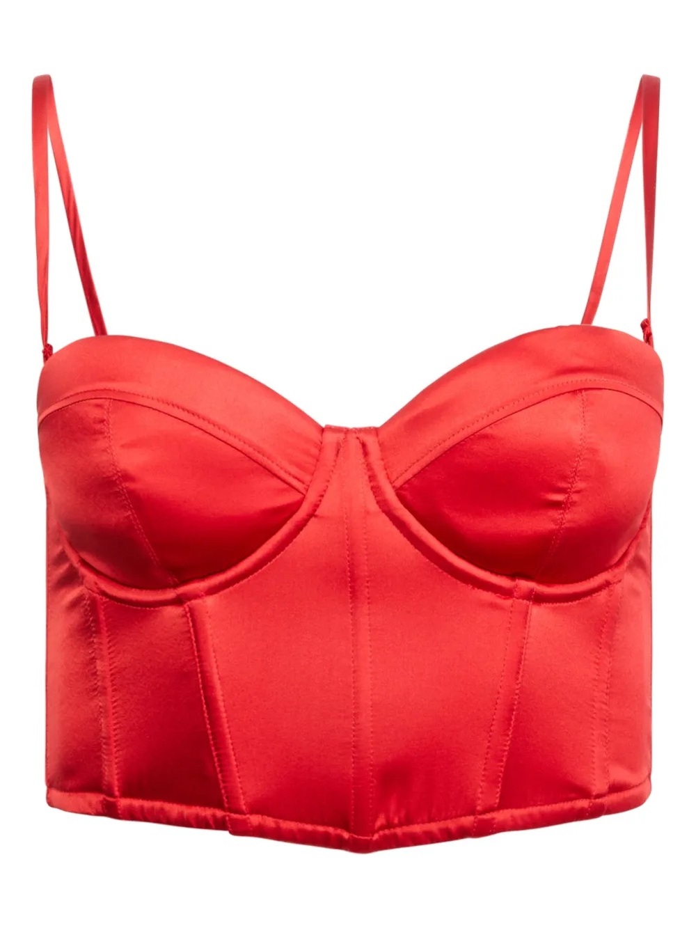 Fleur du Mal Hamptons Satin Corset Top Rouge Red Bustier NWT Size L